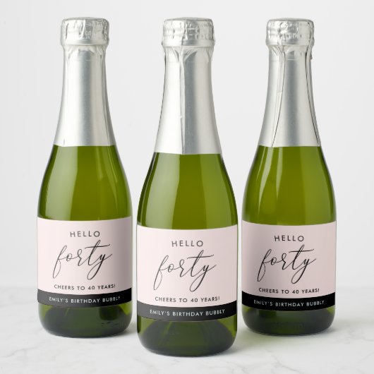 ボホモダン赤面パーソナライズされた40歳の誕生日 スパークリングワインラベル (ボトル)