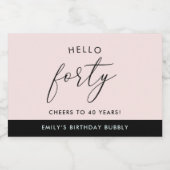 ボホモダン赤面パーソナライズされた40歳の誕生日 スパークリングワインラベル (シングルラベル)