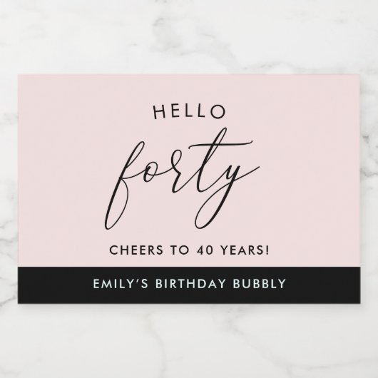 ボホモダン赤面パーソナライズされた40歳の誕生日 スパークリングワインラベル (シングルラベル)