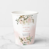 ボホモダン赤面ピンクフローラ金ゴールド輝結婚く 紙コップ (裏面)