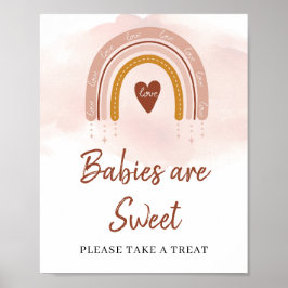 ボホモダン赤面ピンクラストレインボースイートサイン ポスター