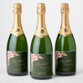 ボホモダン赤面ピンクローズバンチブライダルシャワー#2 スパークリングワインラベル (ボトル)