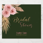 ボホモダン赤面ピンクローズバンチブライダルシャワー#2 スパークリングワインラベル (シングルラベル)