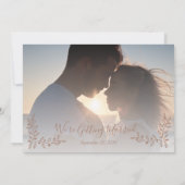 ボホモダン赤面ピンク植物写真結婚ズ セーブザデート (裏面)
