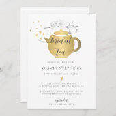 ボホモダン金ゴールドハート蘭フローラブライダル茶 招待状 (正面/裏面)