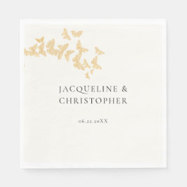 ボホモダン金ゴールド蝶ロマン結婚ティック スタンダードランチョンナプキン