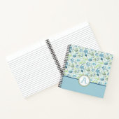 ボホモノグラムのブルーグリーン水彩花 ノートブック (内部)
