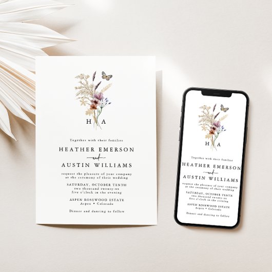 ボホモノグラムの結婚式招待状 招待状