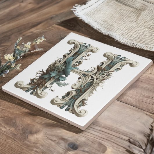 ボホモノグラムイニシャルH タイル