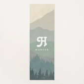 ボホモノグラムマウンテンズ&フォレストブルー ヨガマット (正面)