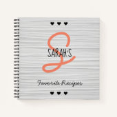 ボホモノグラムモダンホワイトテクスチャお気に入りのレシピ ノートブック (正面)