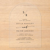 ボホモノグラムモダンユニークア澄んク結婚リル アクリル招待状 (正面)