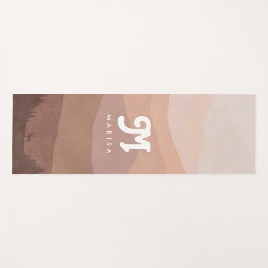 ボホモノグラム山脈&フォレストピンク ヨガマット (正面(横))