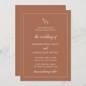 ボホモノグラム焼きオレンジラストテラコッタ結婚ズ 招待状 (正面/裏面)