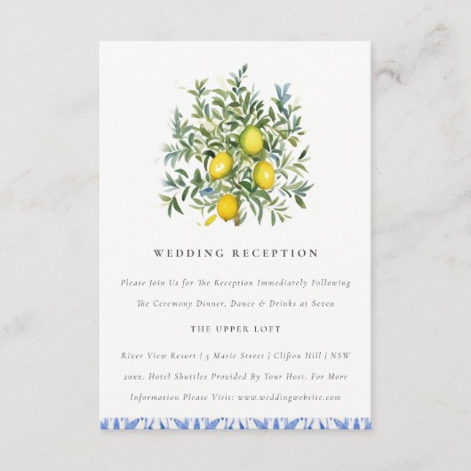 ボホモロッコイエローレモンツリーウェディングレセプション エンクロージャーカード (正面)