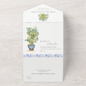 ボホモロッコウォーター色イエローレモンツリー結婚ズ オールインワン招待状 (外側)