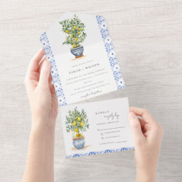 ボホモロッコウォーター色イエローレモンツリー結婚ズ オールインワン招待状