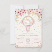 ボホユニコーン誕生日フローラガール21歳の誕生日 招待状 (正面)