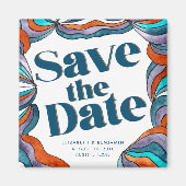 ボホユニークはっきりしたグルーヴィレトロブルーカラフルウェー マグネット (正面)