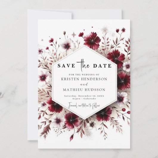 ボホユニークブルグンディ結婚ズ セーブザデート (正面)