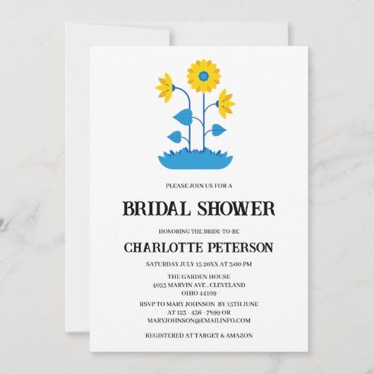 ボホユニーク素朴サンフラワーブライダルシャワー 招待状 (正面)