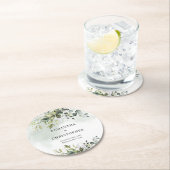 ボホユーカリの緑の葉リース金ゴールド ラウンドペーパーコースター (インサイチュ)