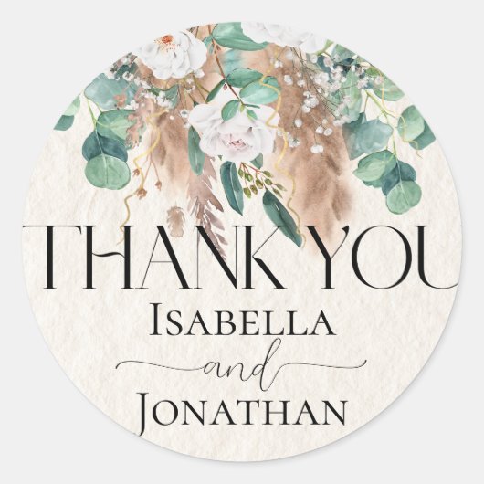 ボホユーカリプサ結婚スの感謝の気持ち ラウンドシール (正面)