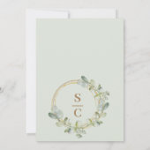 ボホユーカリプトゥスグリーン&金ゴールドリース結婚ズ 招待状 (裏面)