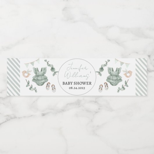 ボホユーカリ女の子の赤ちゃんシャワーボトルラベル ペットボトルラベル (シングルラベル)