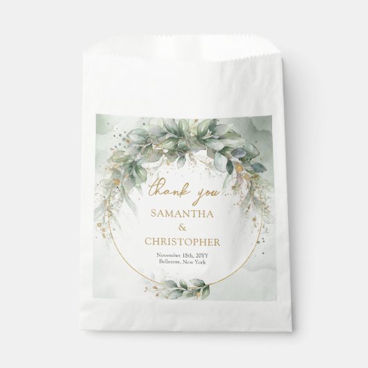 ボホユーカリ緑の枝フェイク金ゴールド枠 フェイバーバッグ (正面)