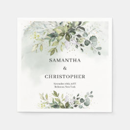 ボホユーカリ緑の枝フェイク金ゴールド スタンダードカクテルナプキン