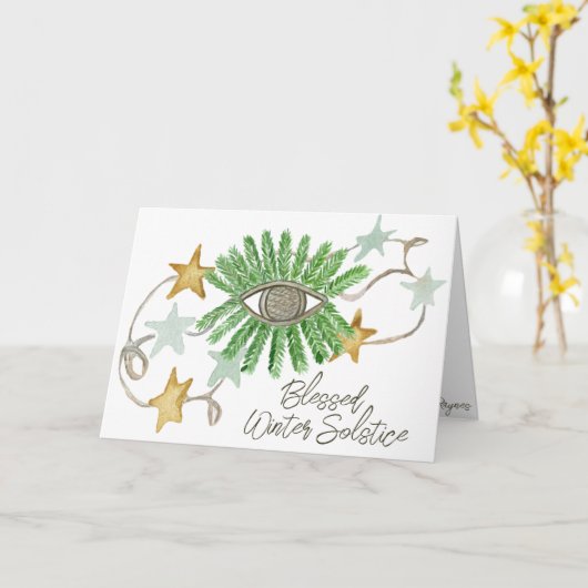 ボホユール(キリスト降誕祭)シーダー&スターズウィンター至ホリデー カード (黄色い花)
