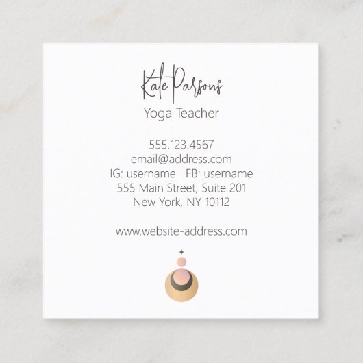 ボホヨガエネルギーヒーラーシテリア スクエア名刺 (裏面)