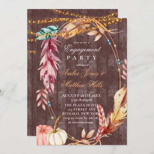 ボホライツパンプキンス婚約パーティ招待状 招待状 (正面/裏面)
