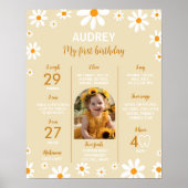 ボホライトデイジー1st誕生日パーティーマイルストーンサイン ポスター (正面)