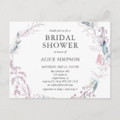 ボホライトピンクボタニカル葉ブライダルシャワー インビテーションポストカード (正面)