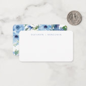 ボホライトブルー水彩フローラギフトエンクロージャー ノートカード (正面/裏面インサイチュ)