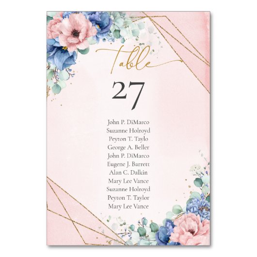 ボホライトブルー赤面花ユーカリ金ゴールド テーブルナンバー (正面)