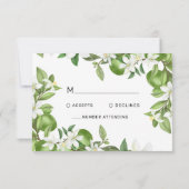 ボホライムホワイトフローラグリーナリーウェディングRSVPカード 出欠カード (裏面)