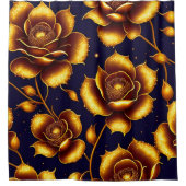 ボホラグジュアリーモダン金ゴールドバラコレクション シャワーカーテン (正面)