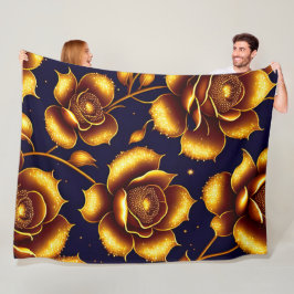 ボホラグジュアリーモダン金ゴールドバラコレクション フリースブランケット