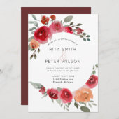 ボホラスティックウォーター色フローラ結婚式招待状 招待状 (正面/裏面)