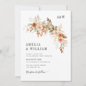 ボホラスティックオータム秋花模様結婚式招待状 招待状 (正面)