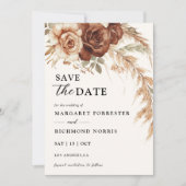 ボホラスティテラコッタ素朴フローラ日付を保存 招待状 (正面)