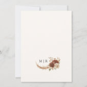 ボホラスティテラコッタ素朴フローラ日付を保存 招待状 (裏面)