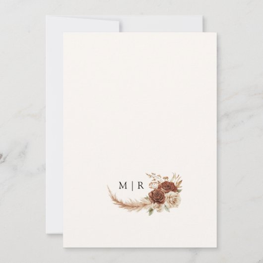 ボホラスティテラコッタ素朴フローラ結婚ズ 招待状 (裏面)