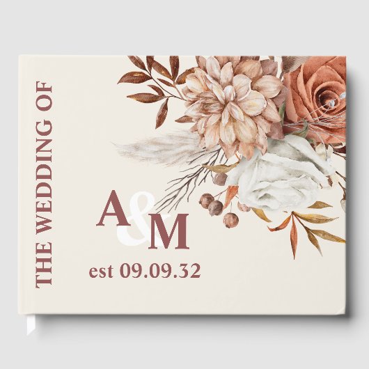 ボホラストテラコッタ乾燥ファンの花結婚の数 ゲストブック (正面)