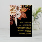 ボホラストテラコッタ乾燥ファンの花結婚の数 箔招待状 (立ち正面)