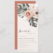 ボホラストフローラモンステラ葉ブライダルシャワーイン 招待状 (正面/裏面)