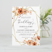 ボホラストベージュフローラ金ゴールドフレ結婚ーム 招待状 (スタンド正面)